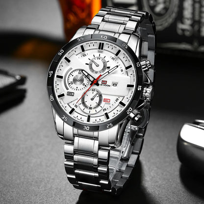 Top Men Watch Sports Style 46mm Large Leather Racing Style Casual Fashion Original Black Rose Gold Calendar Quartz Watch Relogio